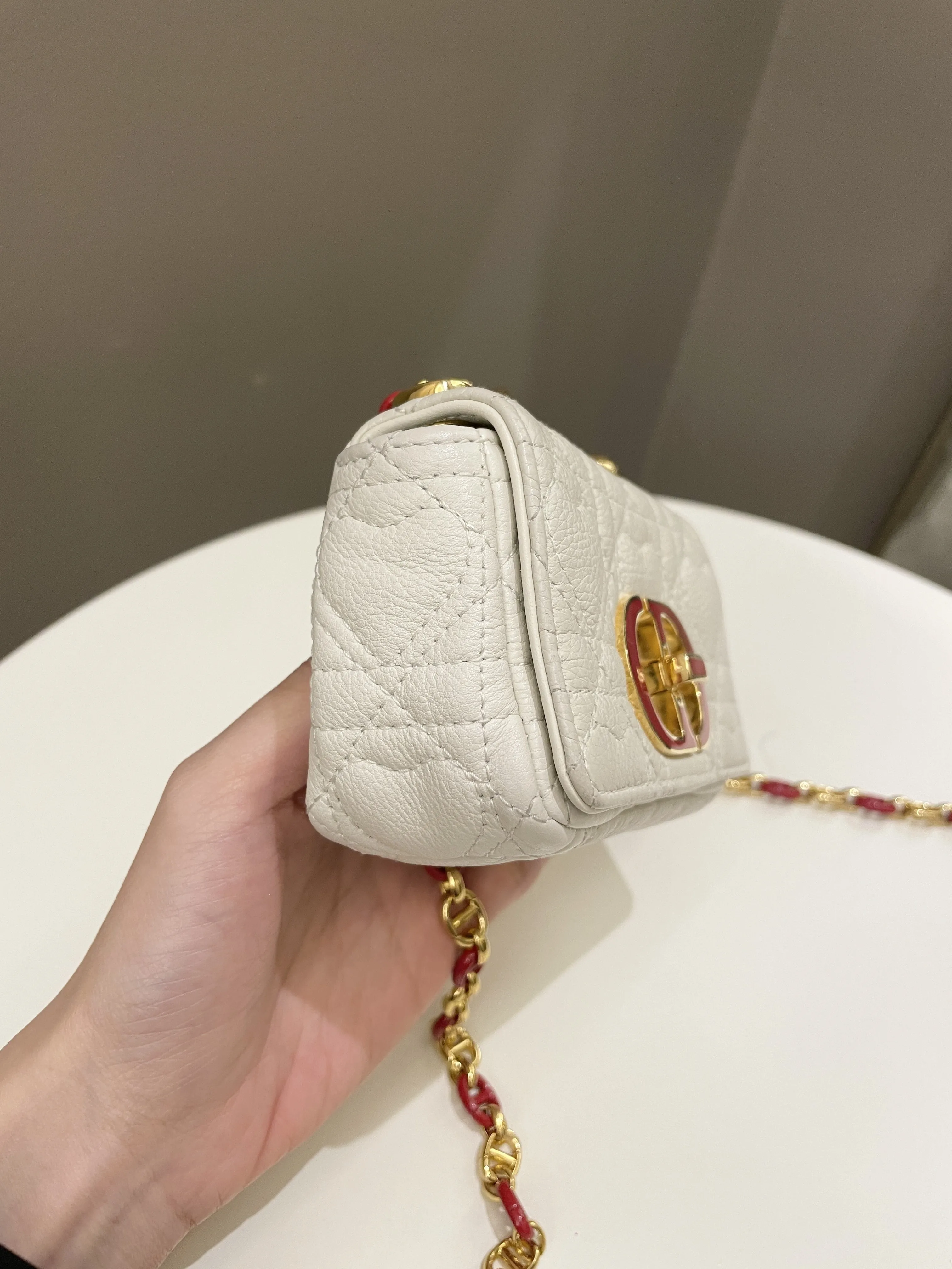 Dior Micro Cannage Caro Bag White Grain Calfskin