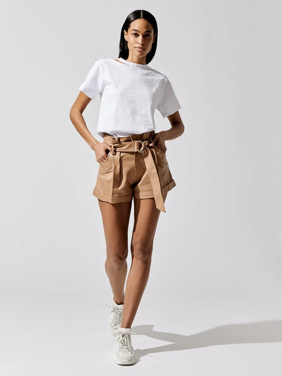 Dixon Leather Paper Bag Short - Almond