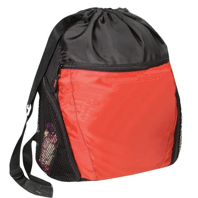 Drawstring Backpack with Front Pocket