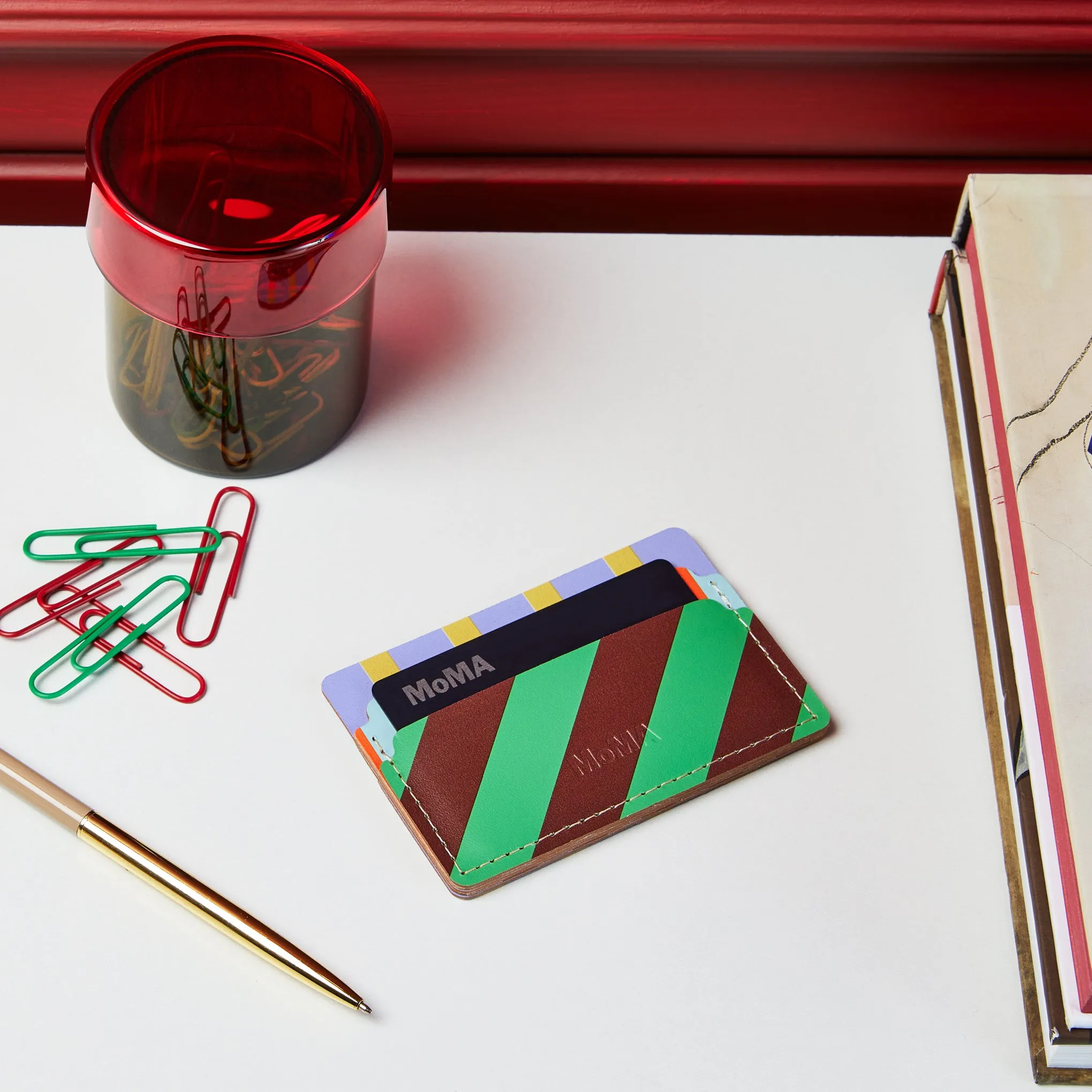 Dusen Dusen Recycled Leather Card Holder - Stripe