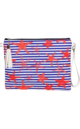 EAB9356 Navy Starfish Print Crossbody/Clutch (L)
