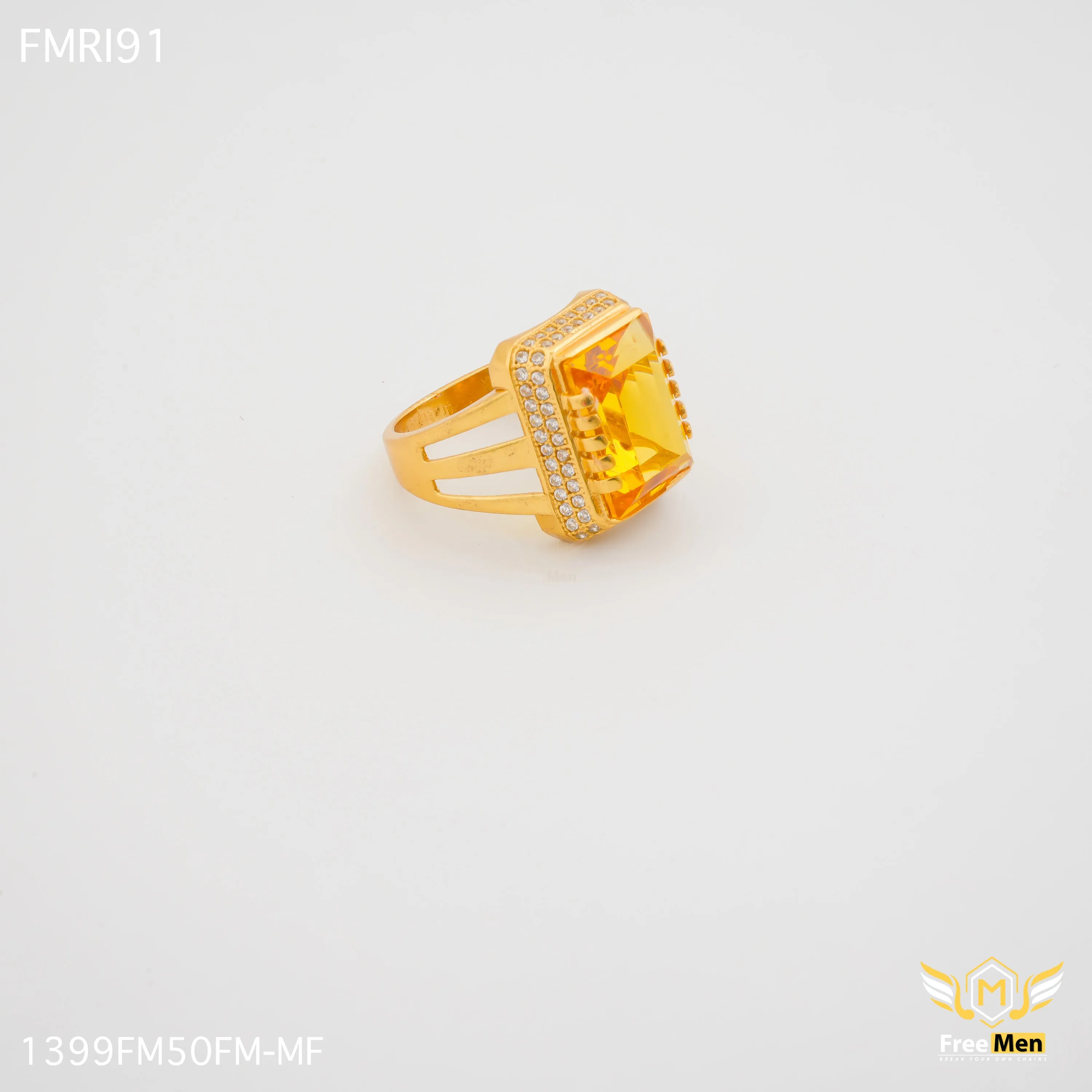 Freemen fabulous yellow stone Golden ring design for men - FMRI91