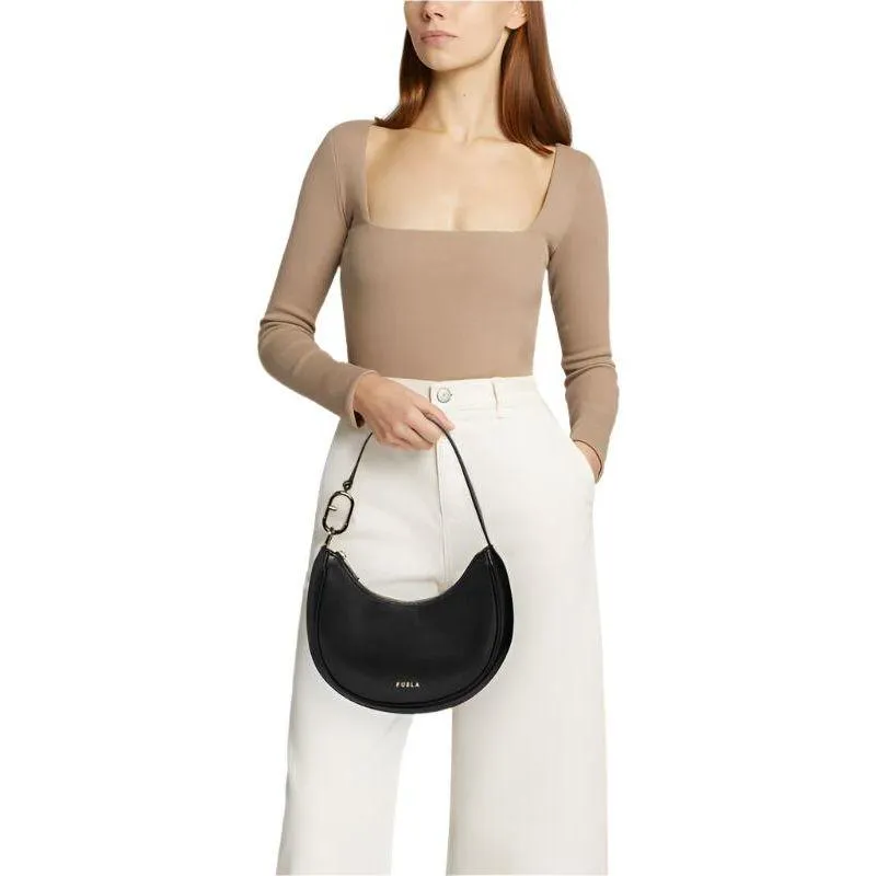 Furla Primavera Small Shoulder Bag - Black and Gold