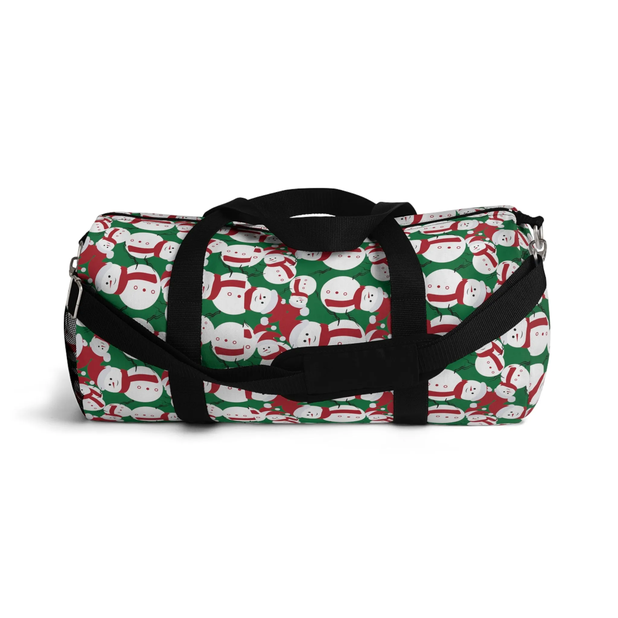 Green Snow Man Duffel Bag, Christmas Snow Man Gym Bag, All Day Small Or Large Size Bag, Made in USA