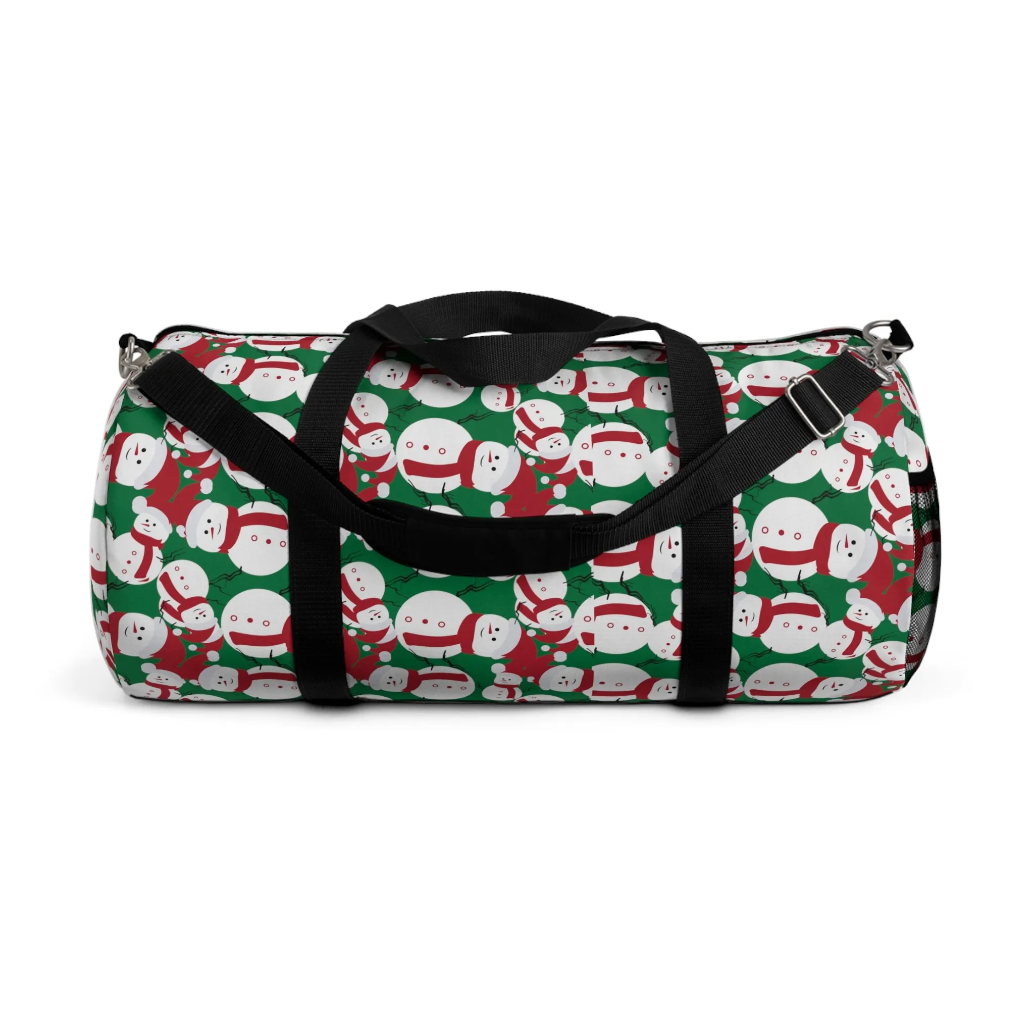 Green Snow Man Duffel Bag, Christmas Snow Man Gym Bag, All Day Small Or Large Size Bag, Made in USA