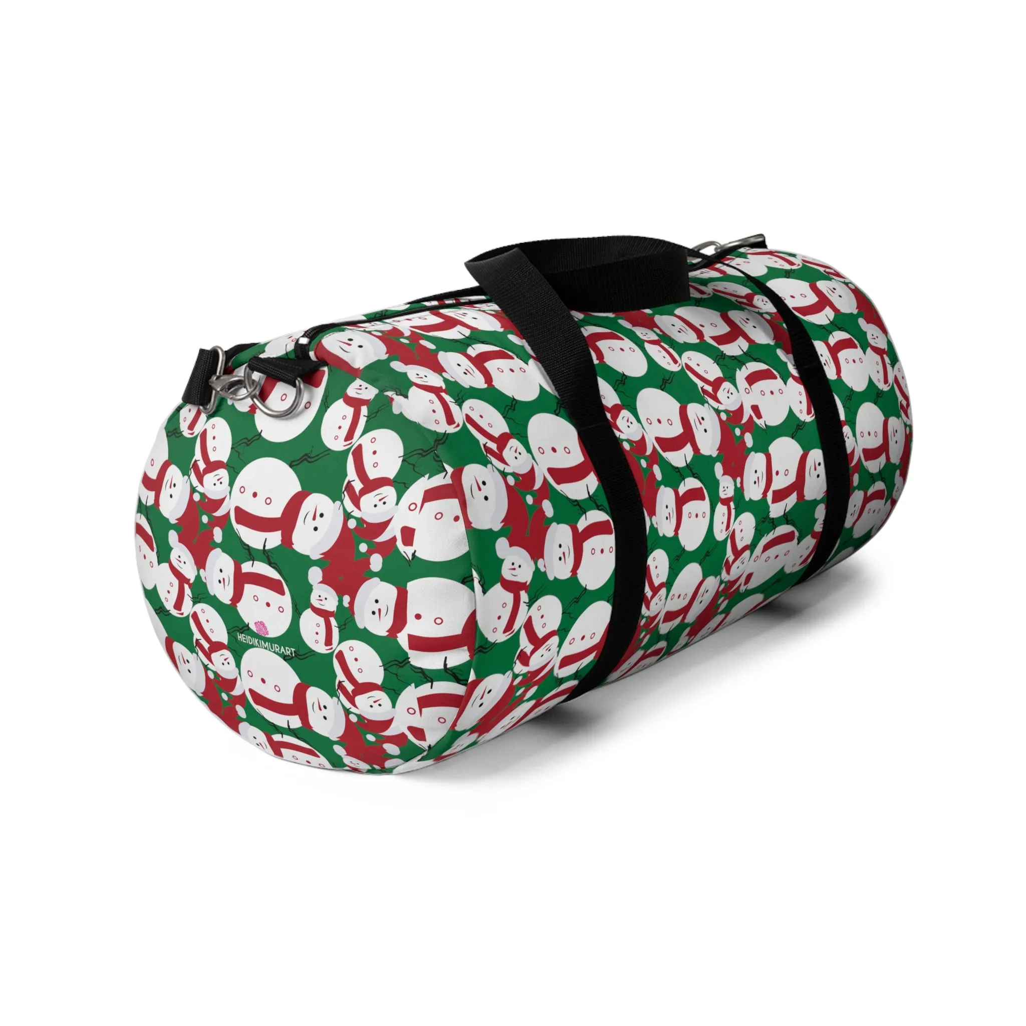 Green Snow Man Duffel Bag, Christmas Snow Man Gym Bag, All Day Small Or Large Size Bag, Made in USA