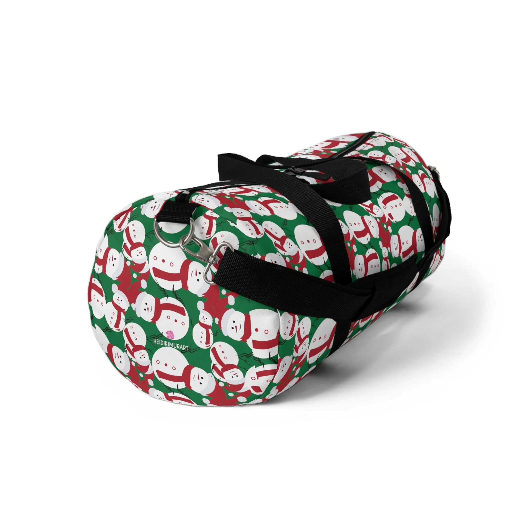 Green Snow Man Duffel Bag, Christmas Snow Man Gym Bag, All Day Small Or Large Size Bag, Made in USA