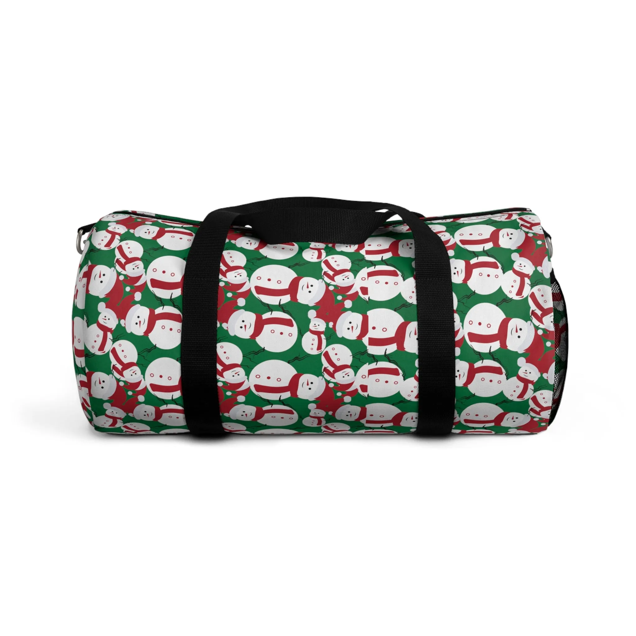 Green Snow Man Duffel Bag, Christmas Snow Man Gym Bag, All Day Small Or Large Size Bag, Made in USA