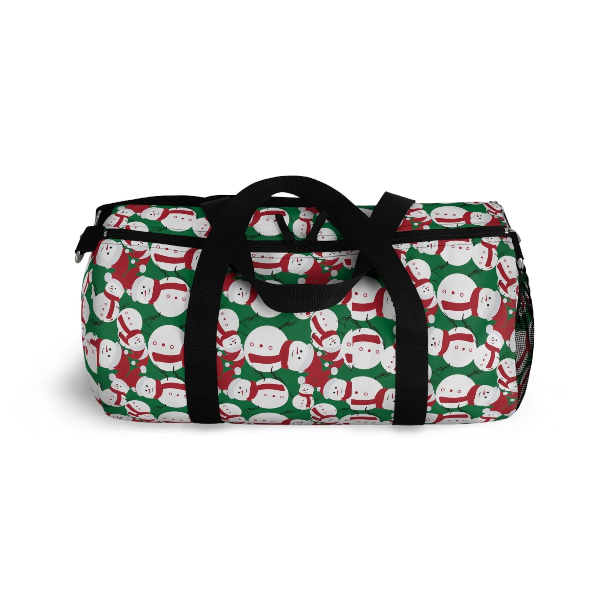 Green Snow Man Duffel Bag, Christmas Snow Man Gym Bag, All Day Small Or Large Size Bag, Made in USA