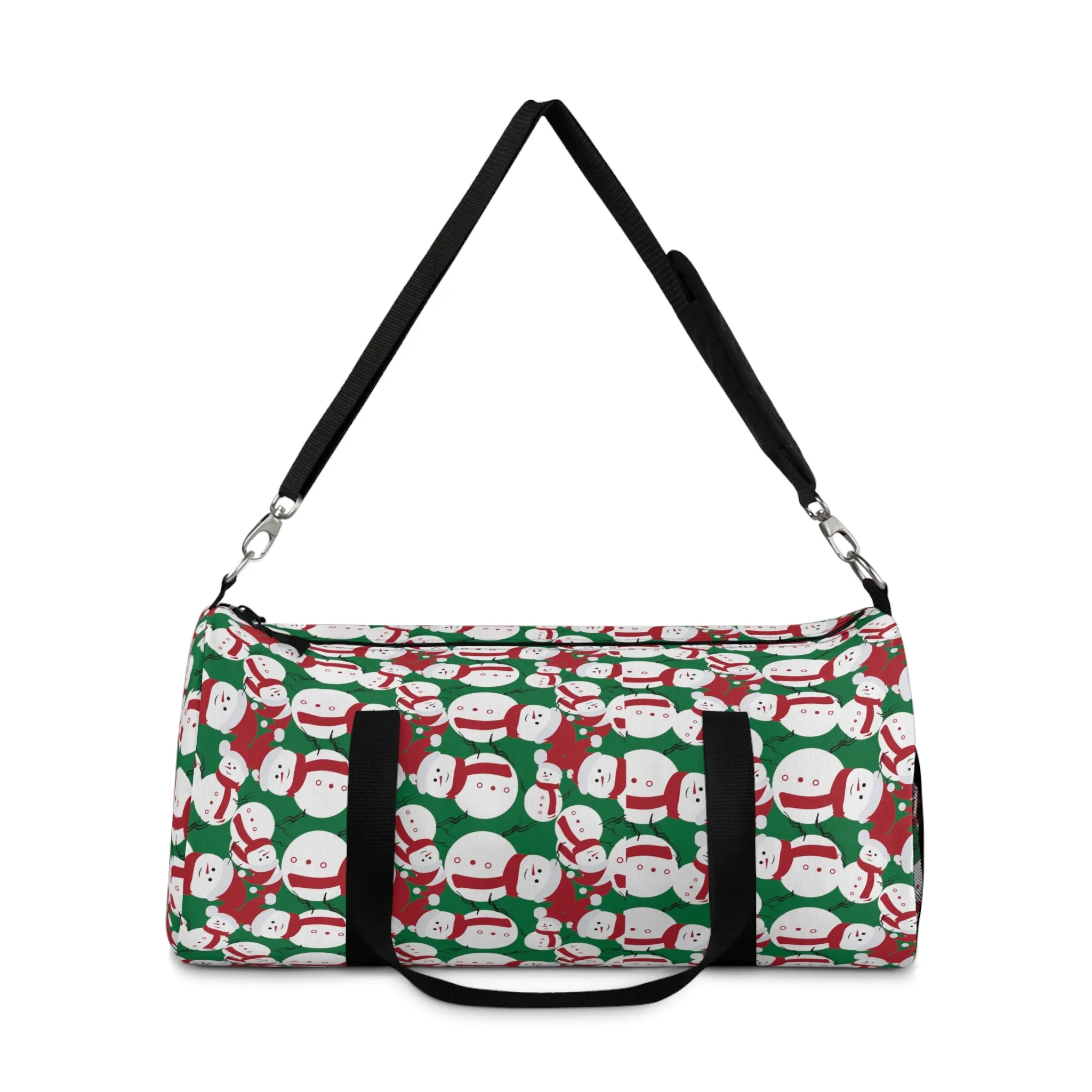 Green Snow Man Duffel Bag, Christmas Snow Man Gym Bag, All Day Small Or Large Size Bag, Made in USA