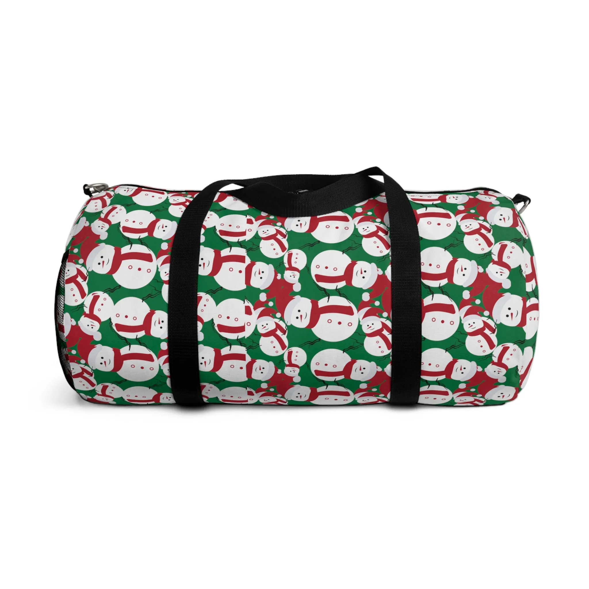 Green Snow Man Duffel Bag, Christmas Snow Man Gym Bag, All Day Small Or Large Size Bag, Made in USA