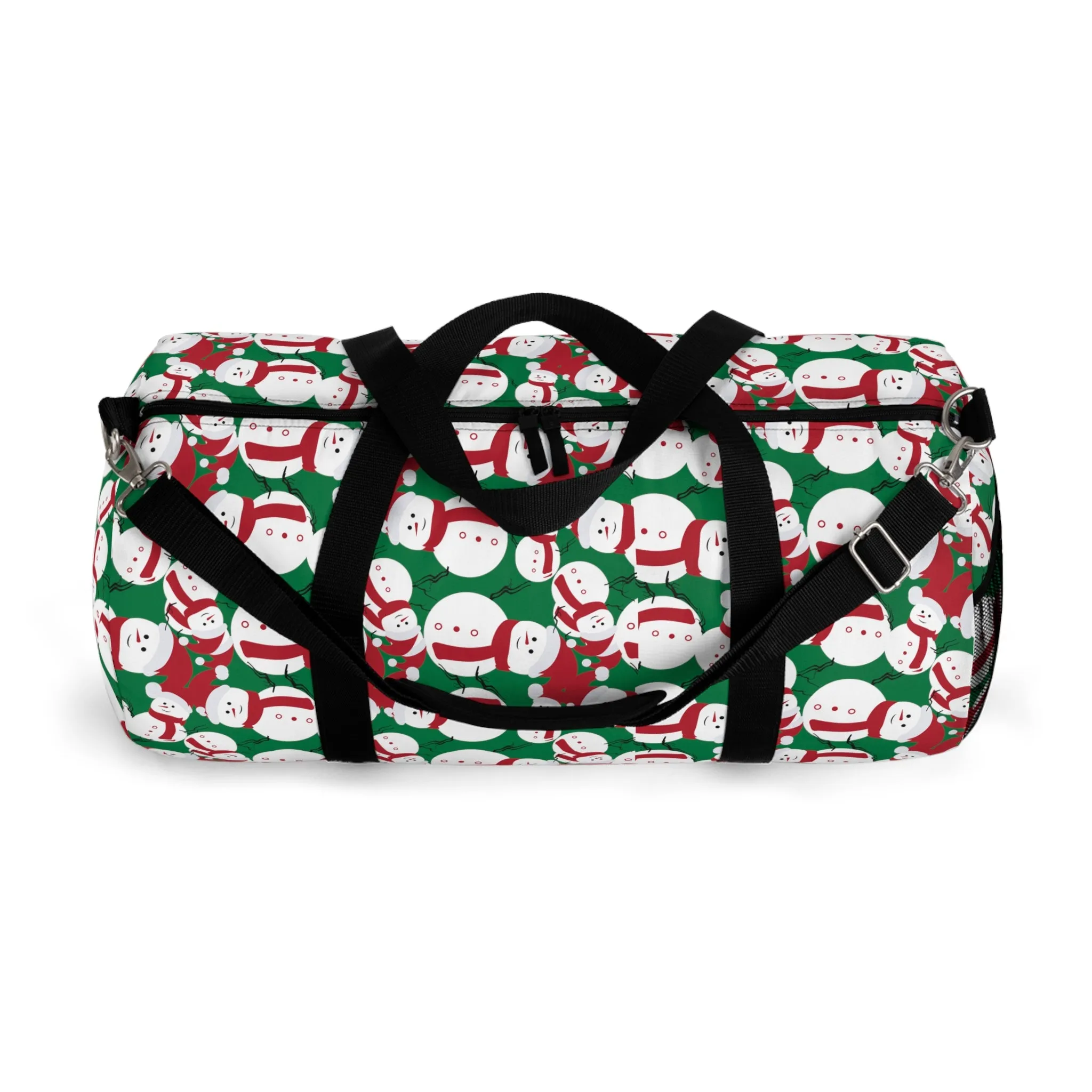 Green Snow Man Duffel Bag, Christmas Snow Man Gym Bag, All Day Small Or Large Size Bag, Made in USA