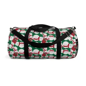 Green Snow Man Duffel Bag, Christmas Snow Man Gym Bag, All Day Small Or Large Size Bag, Made in USA