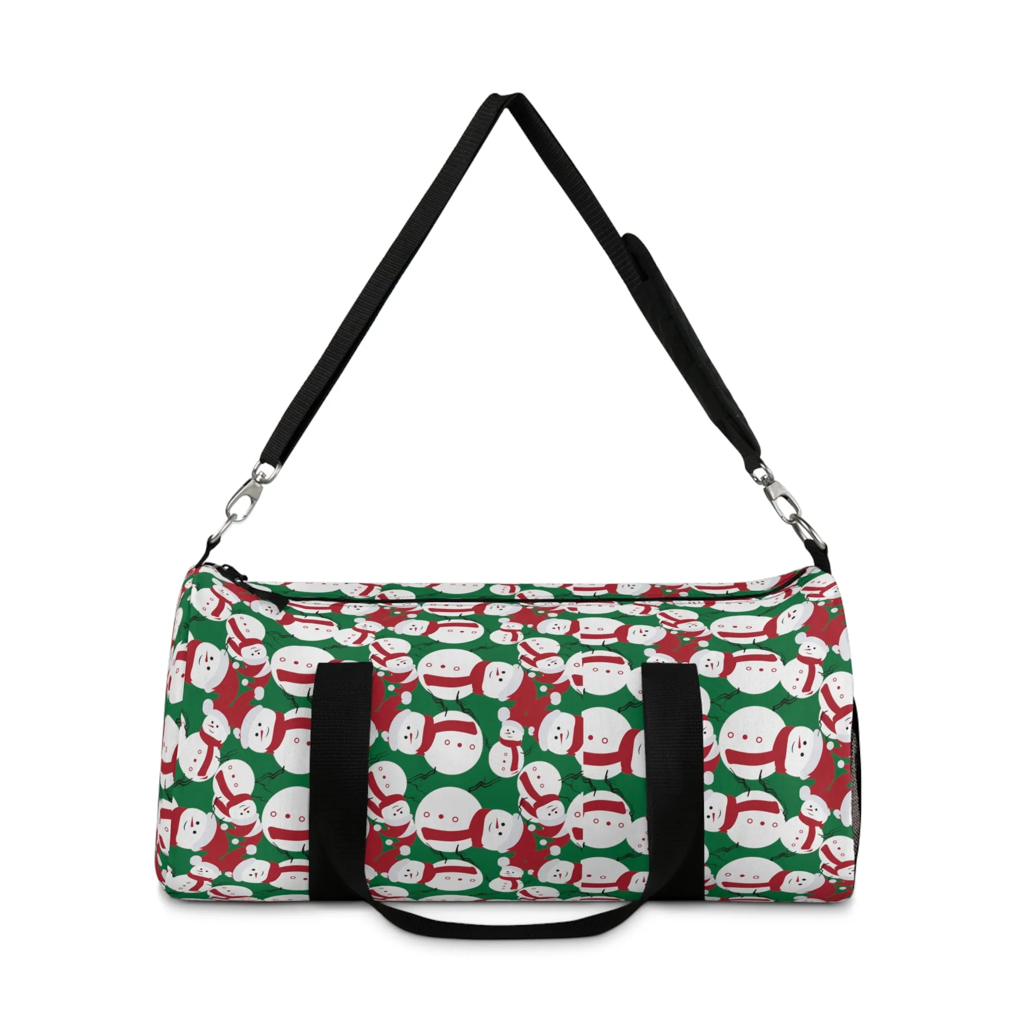 Green Snow Man Duffel Bag, Christmas Snow Man Gym Bag, All Day Small Or Large Size Bag, Made in USA