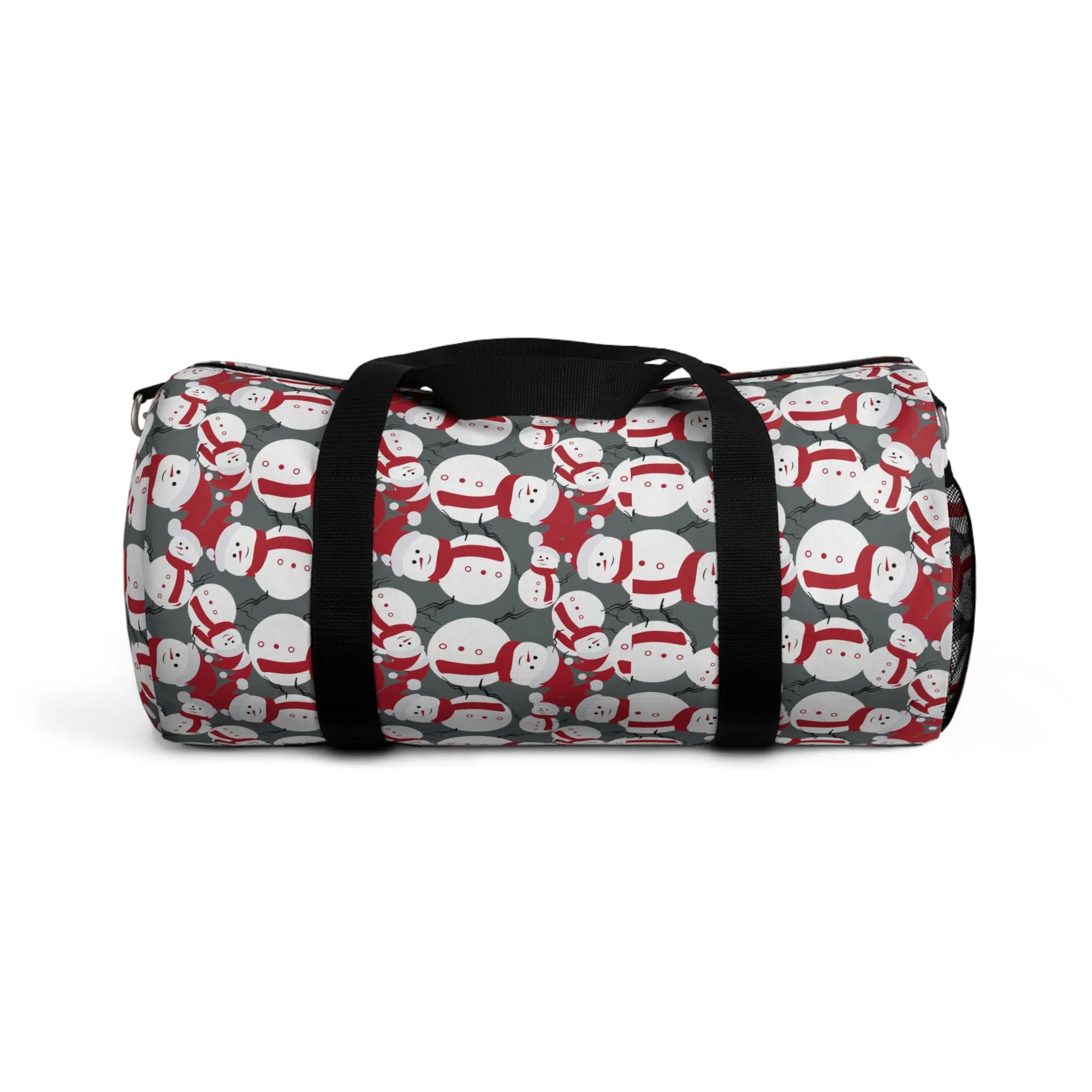 Grey Snow Man Duffel Bag, Christmas Snow Man Gym Bag, All Day Small Or Large Size Bag, Made in USA