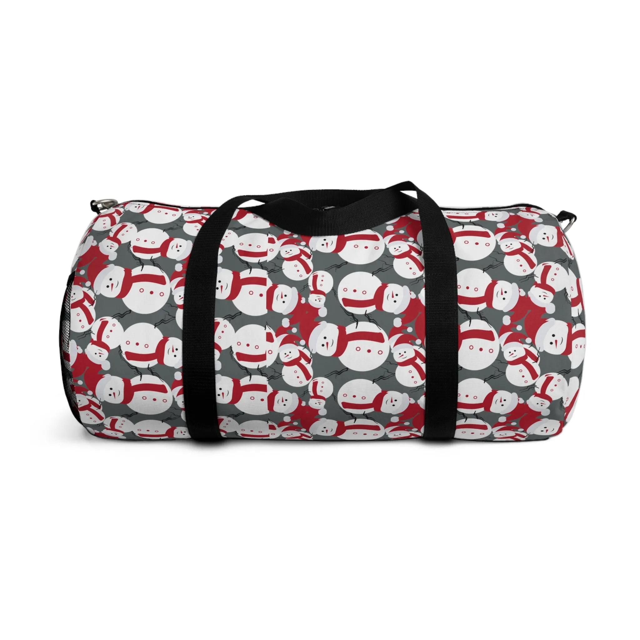 Grey Snow Man Duffel Bag, Christmas Snow Man Gym Bag, All Day Small Or Large Size Bag, Made in USA