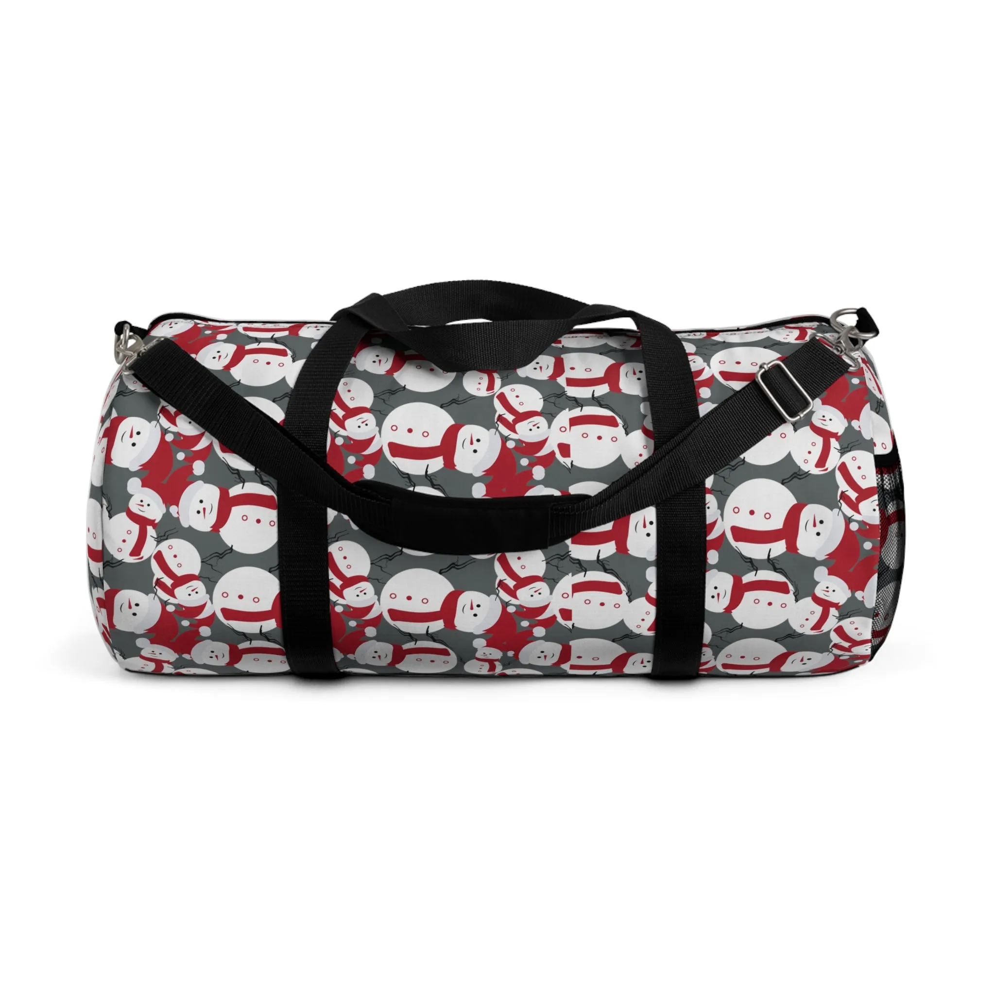 Grey Snow Man Duffel Bag, Christmas Snow Man Gym Bag, All Day Small Or Large Size Bag, Made in USA
