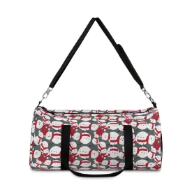 Grey Snow Man Duffel Bag, Christmas Snow Man Gym Bag, All Day Small Or Large Size Bag, Made in USA