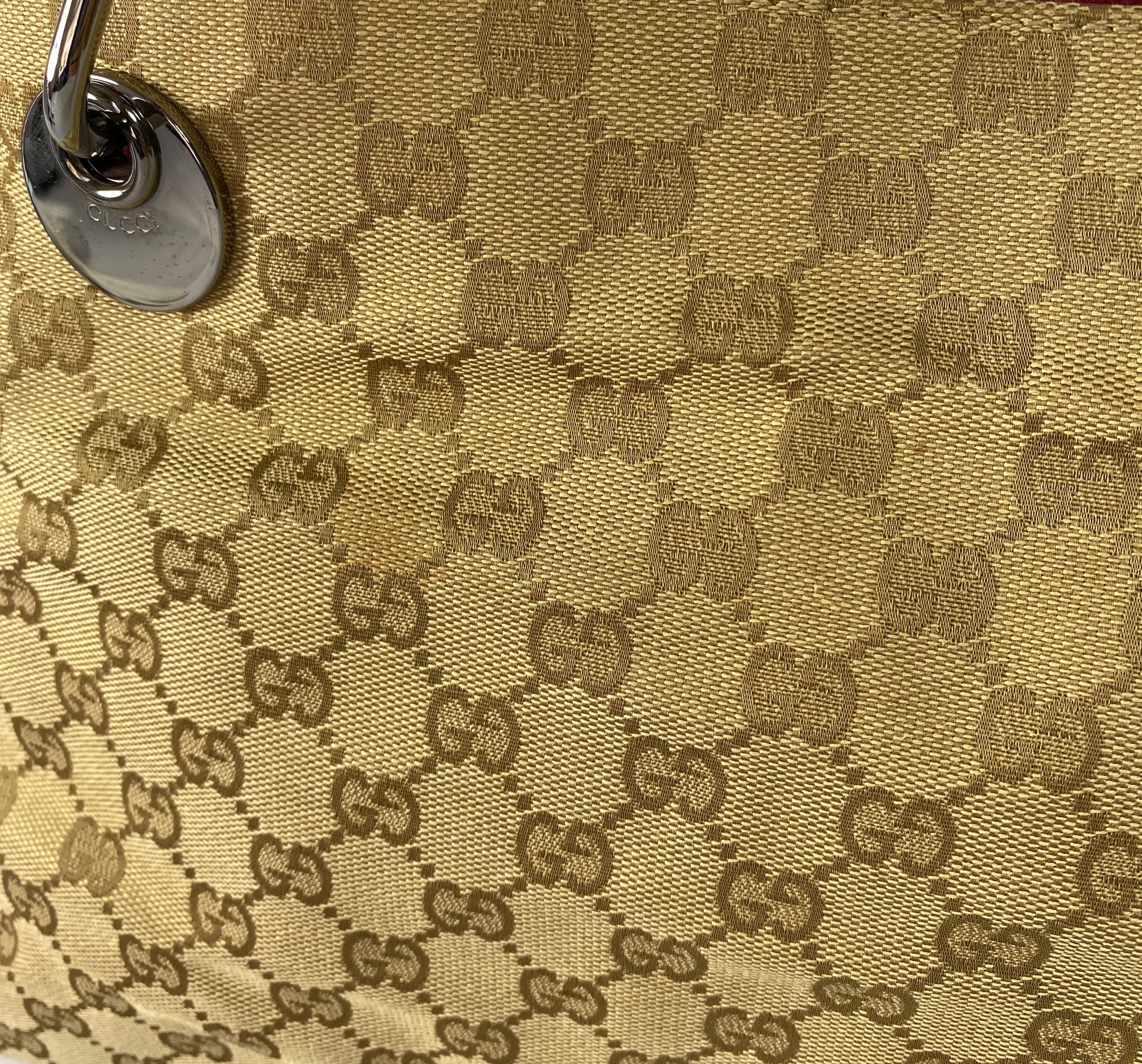 Gucci brown and pink signature shoulder bag