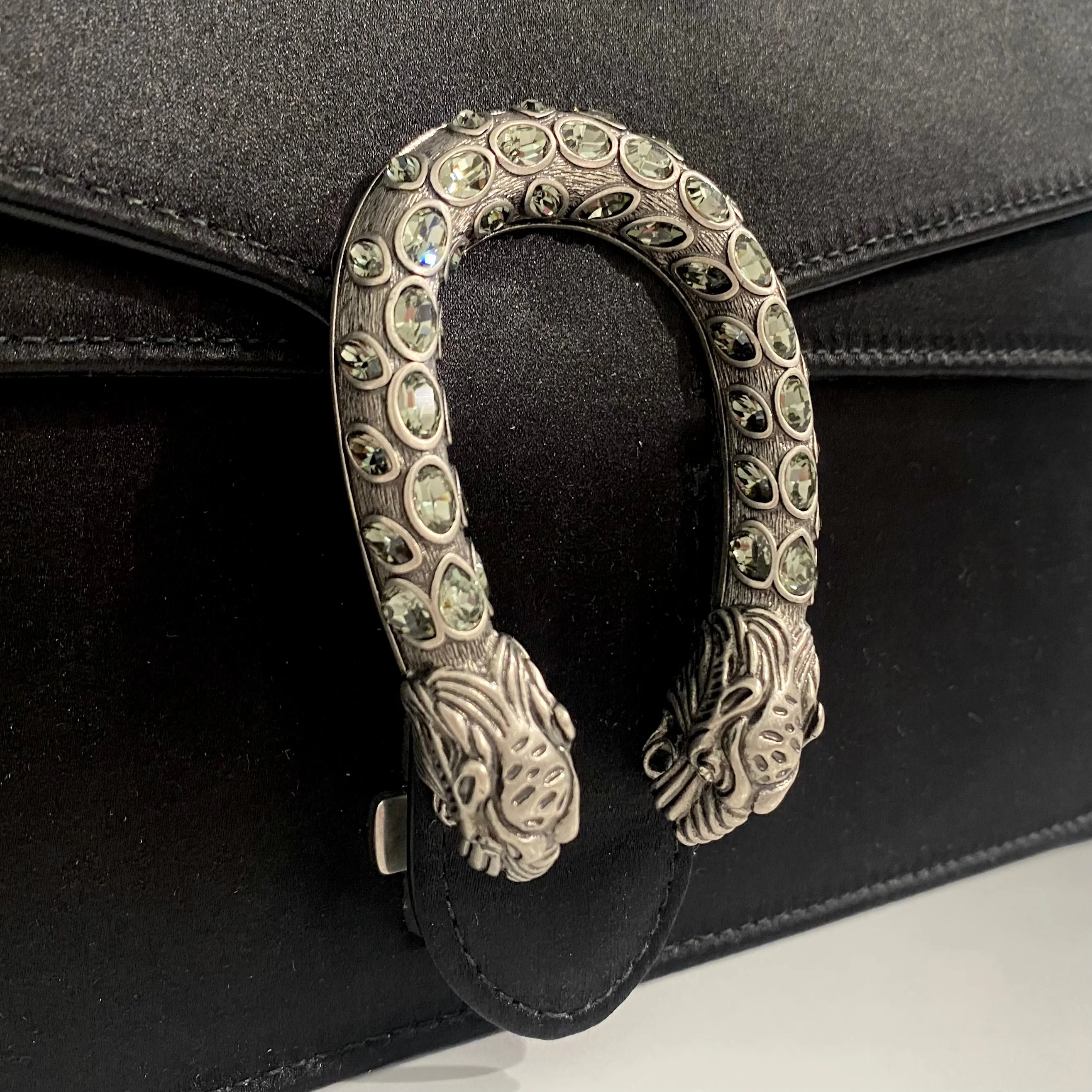 Gucci Jeweled Black Satin Dionysus