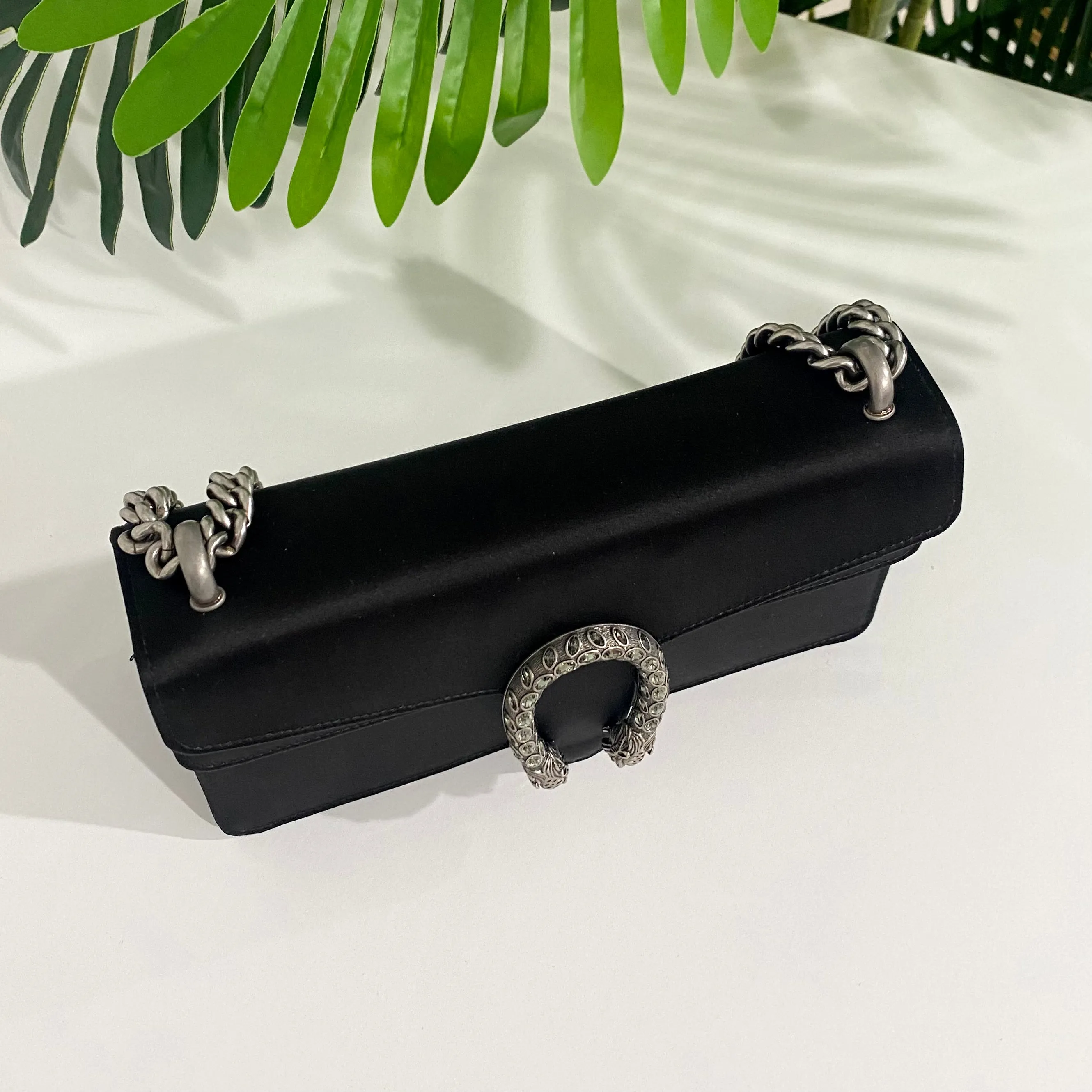 Gucci Jeweled Black Satin Dionysus