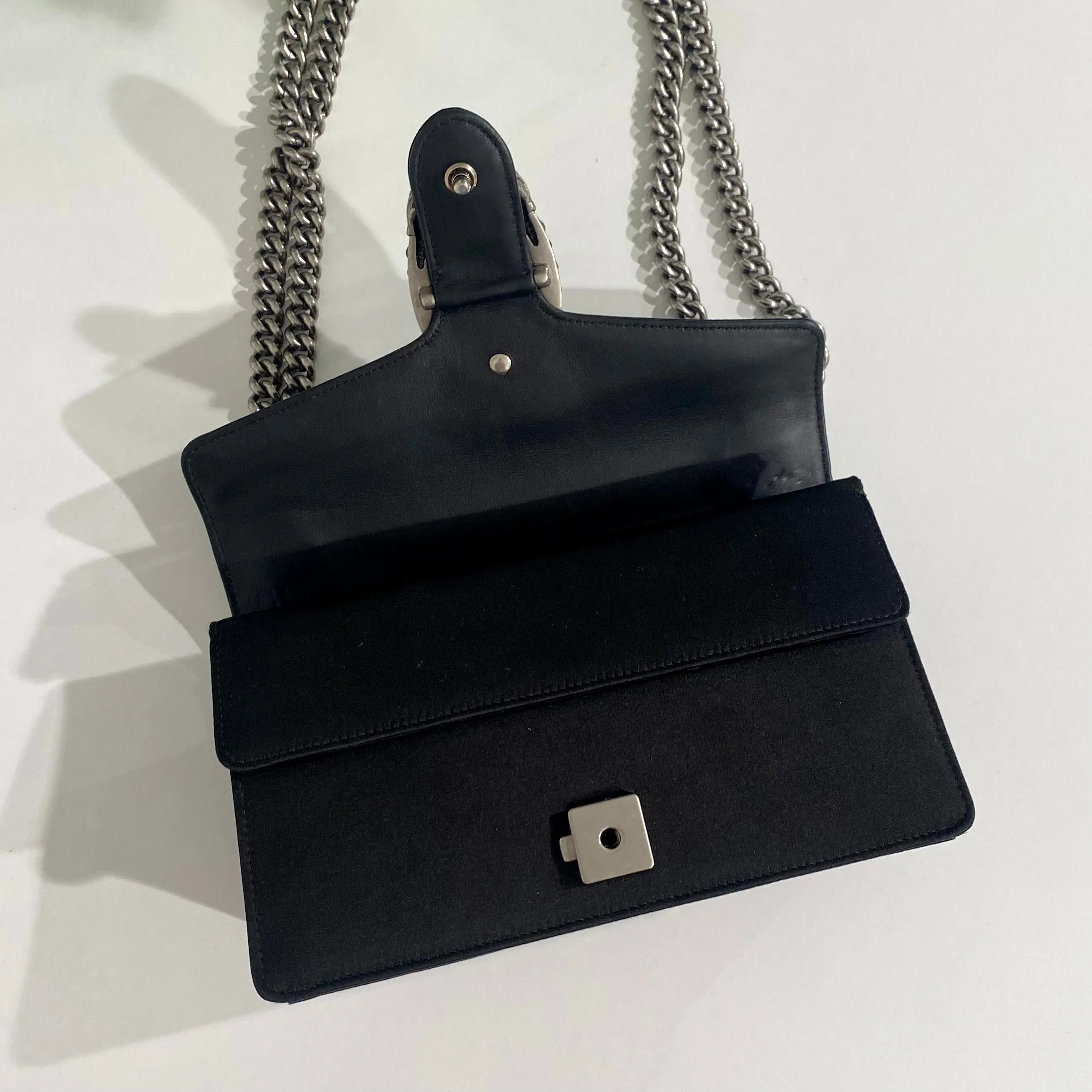 Gucci Jeweled Black Satin Dionysus