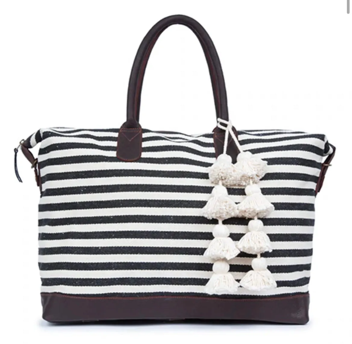JADEtribe Valerie Weekender Tassel Pom Blac