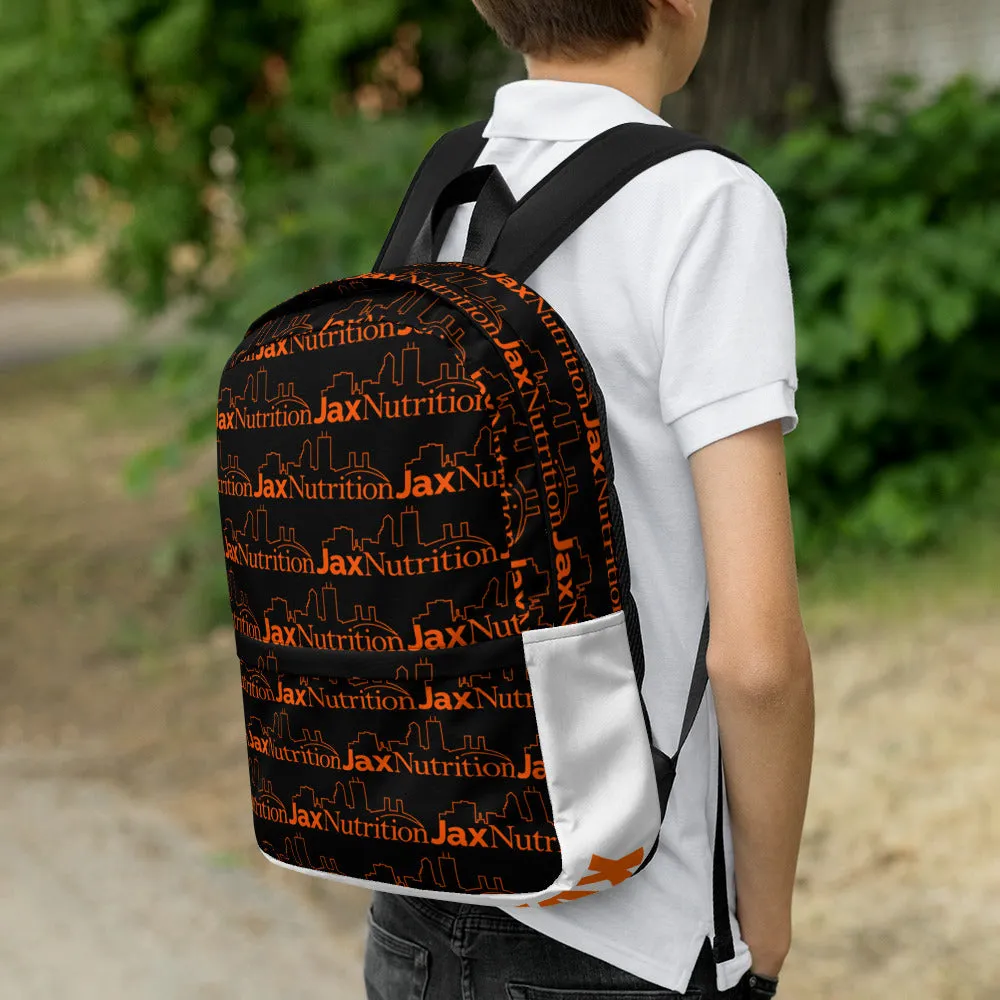 Jax Nutrition Orange Logo Everywhere Black Backpack