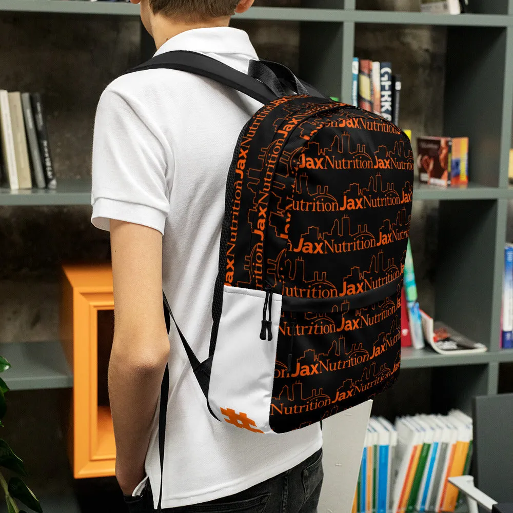 Jax Nutrition Orange Logo Everywhere Black Backpack