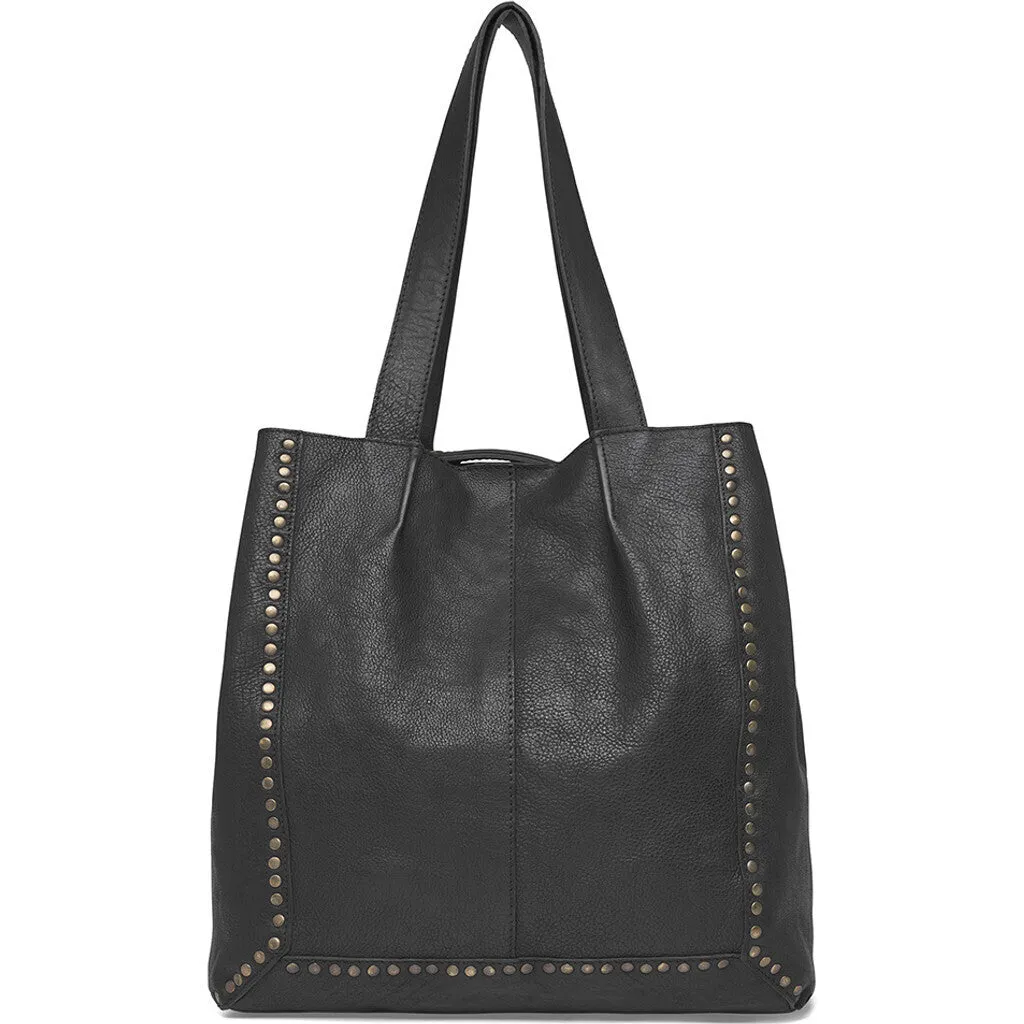 Leather shopper decorated with beautiful rivets / 15976 - Black (Nero)