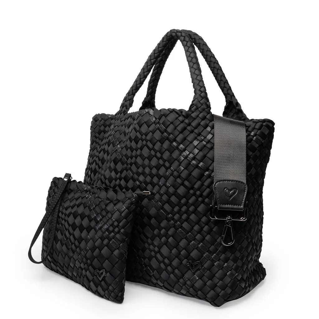 London Large Woven Tote - Nero