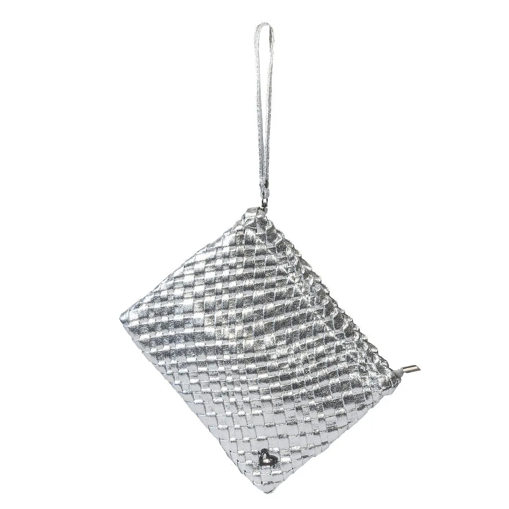 London Large Woven Tote - Silver