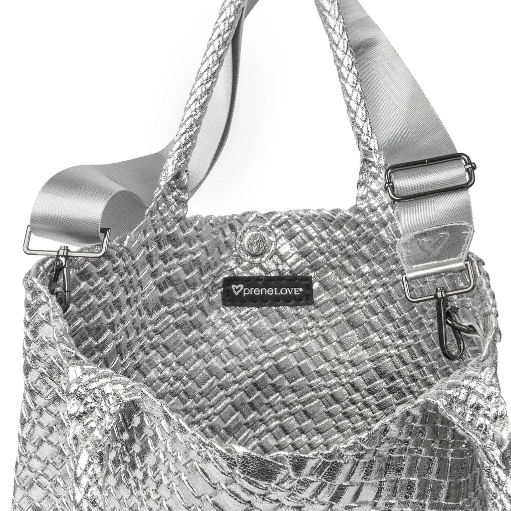 London Large Woven Tote - Silver