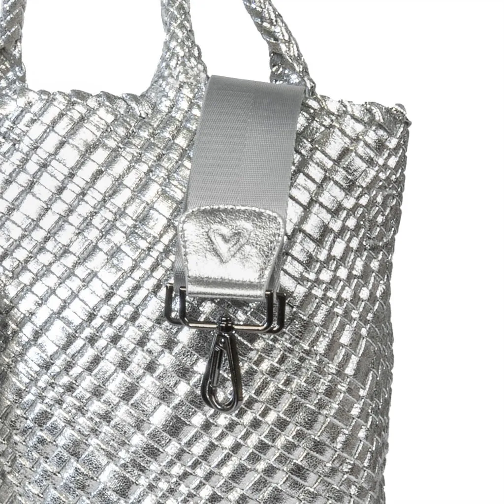London Large Woven Tote - Silver
