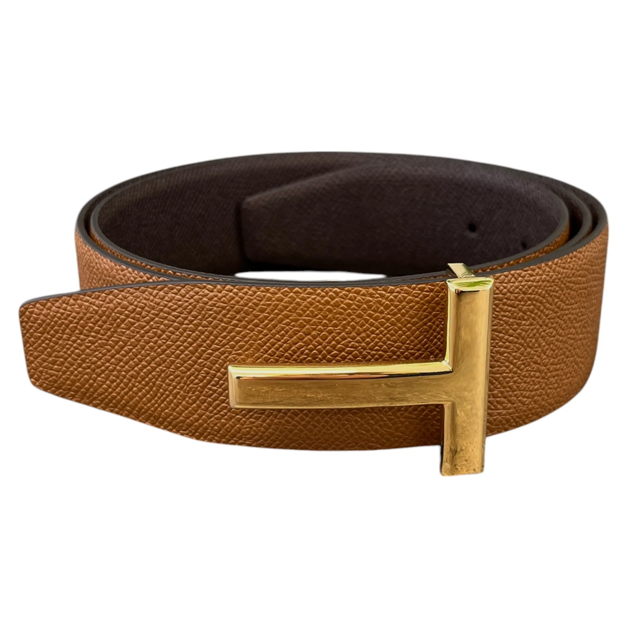 Men's Reversible T Logo Belt Brown Size M