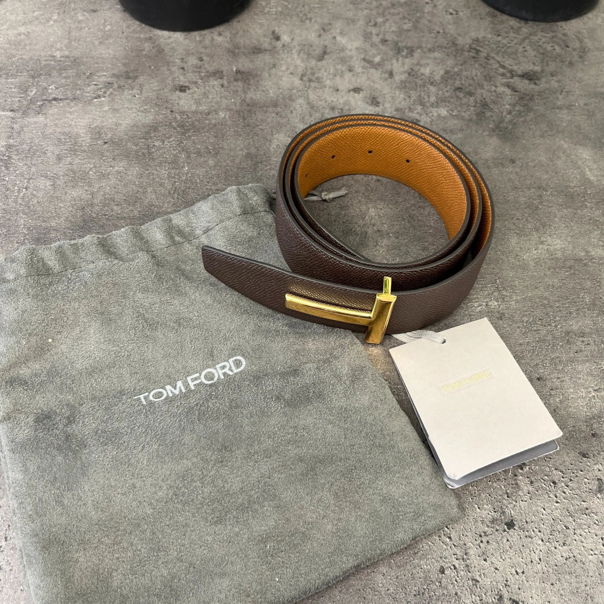 Men's Reversible T Logo Belt Brown Size M