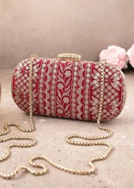 Mirai embroidery clutch red
