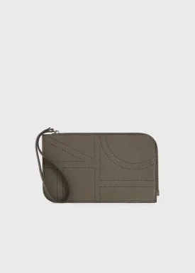 Monogram leather wristlet pouch ash