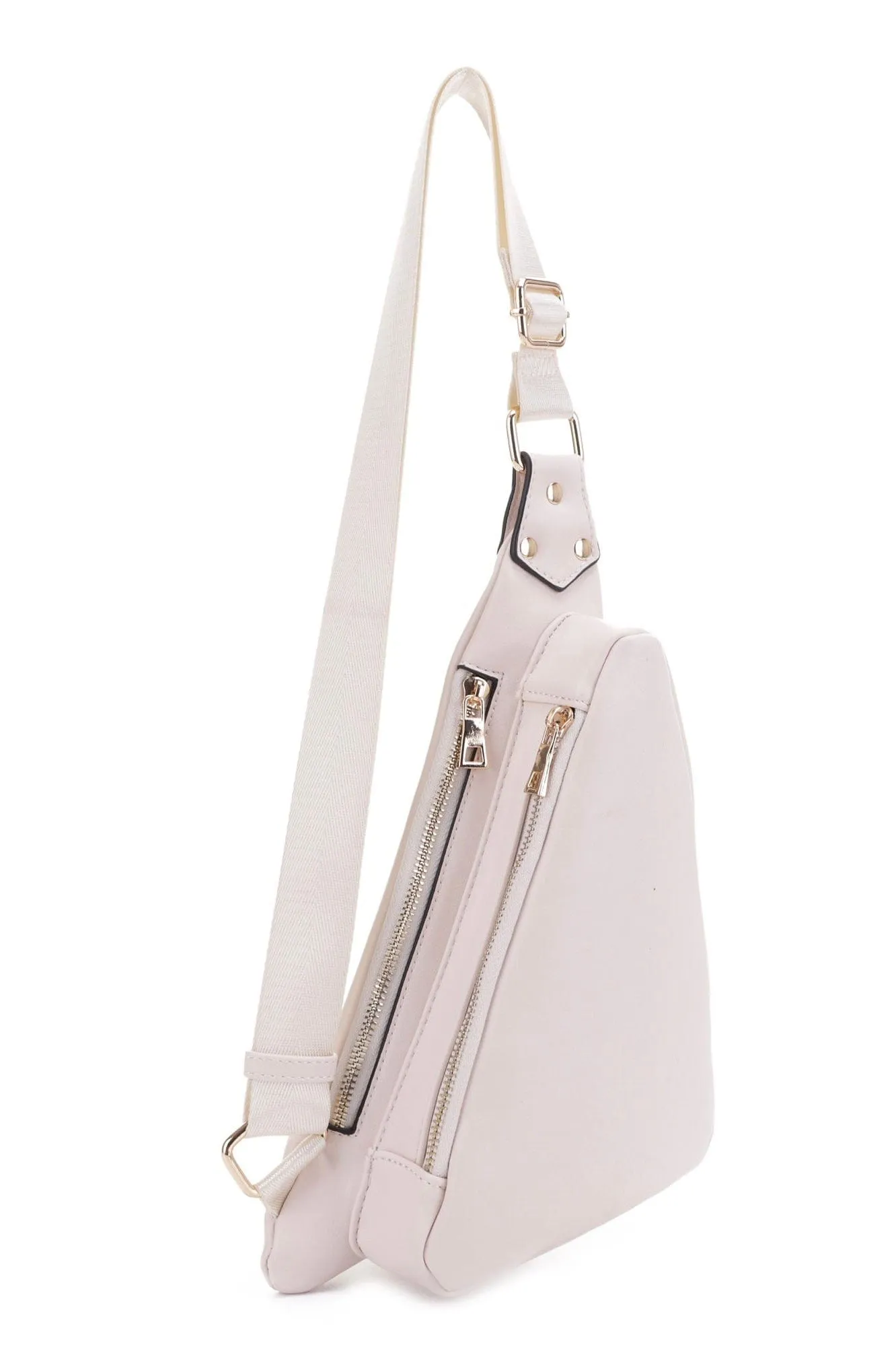 MT20389 Nancy Triangle Double Zipper Sling Bag