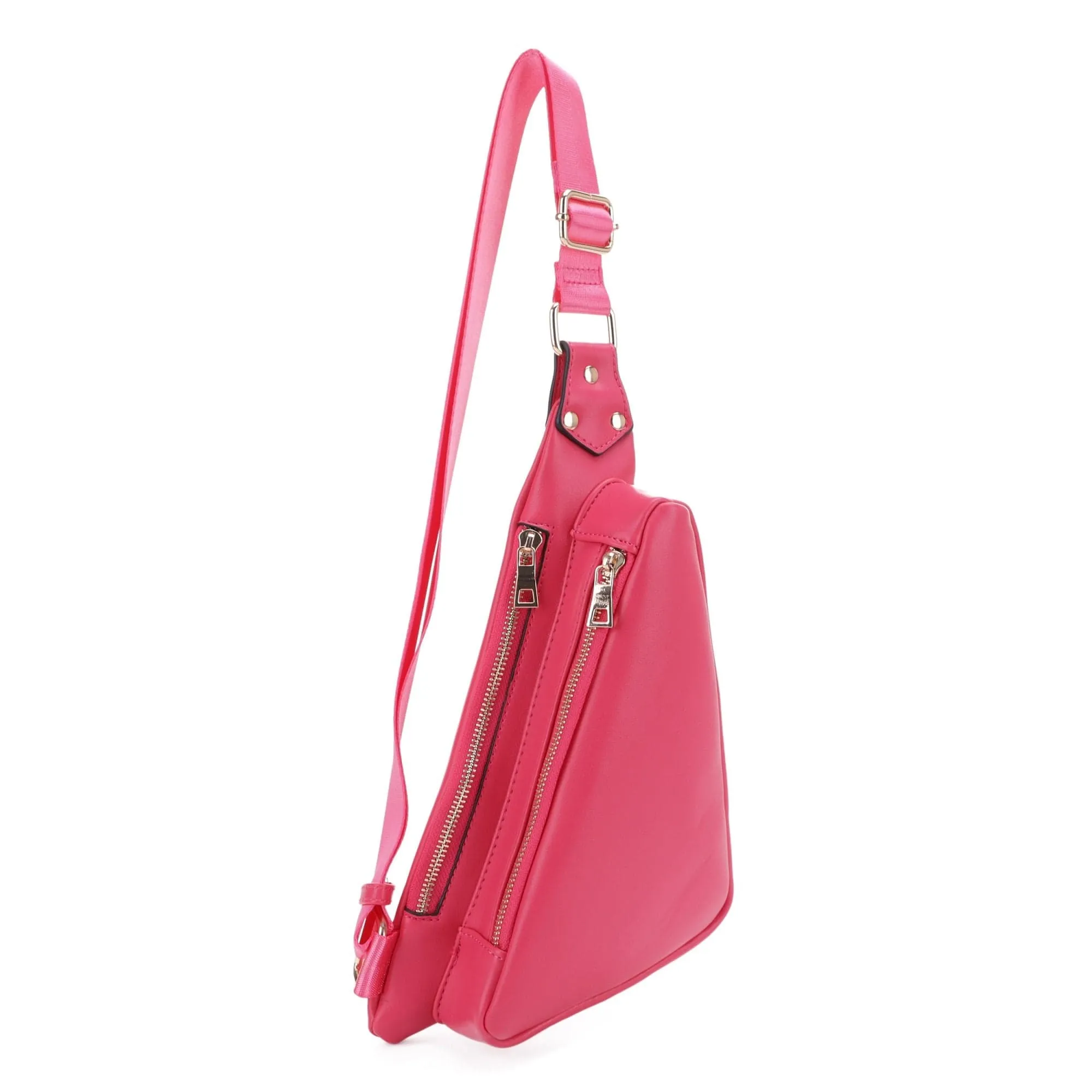 MT20389 Nancy Triangle Double Zipper Sling Bag