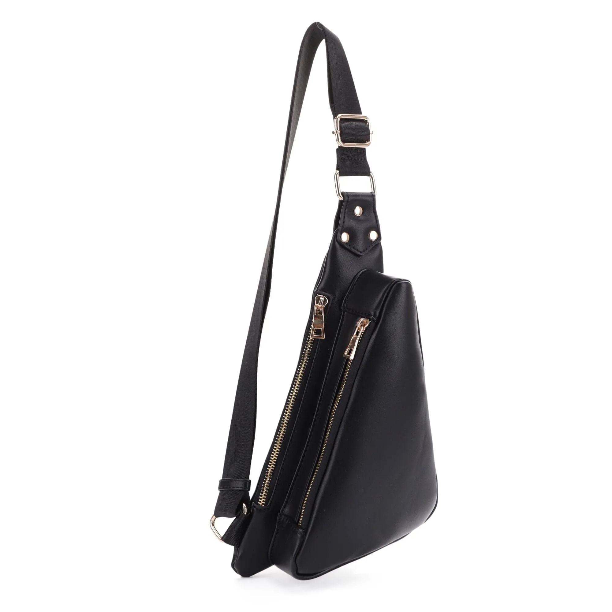 MT20389 Nancy Triangle Double Zipper Sling Bag