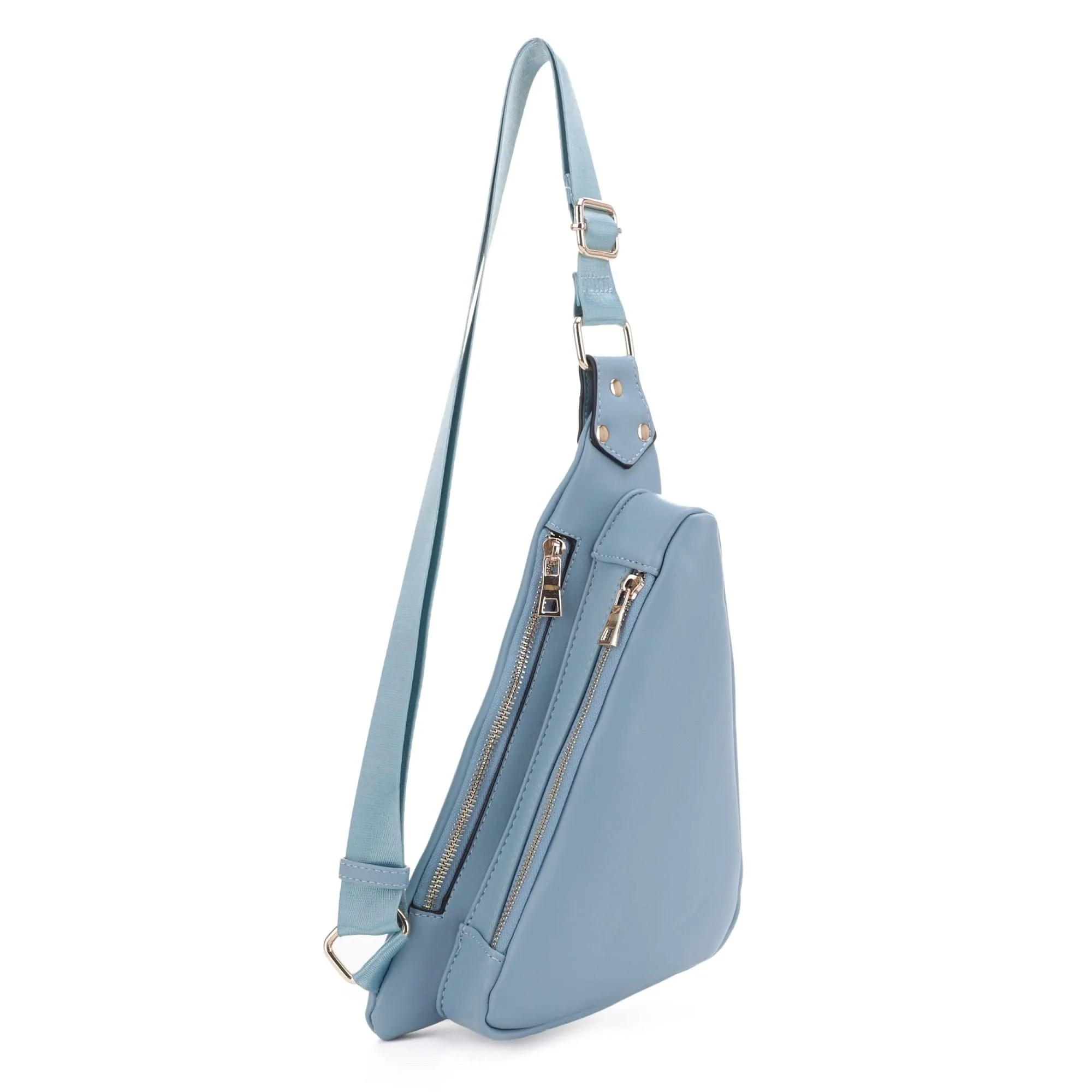 MT20389 Nancy Triangle Double Zipper Sling Bag