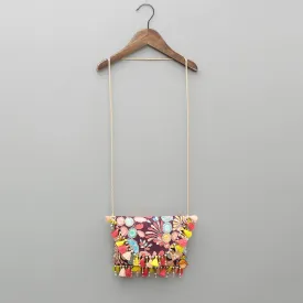 Multicolour Printed And Embroidered Wine Sling Bag