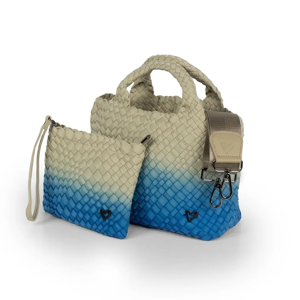 NEW: Brandon Small Woven Tote - Ombre Blue