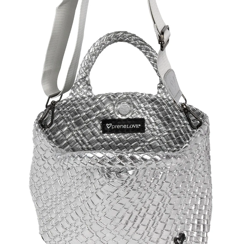 NEW: Brandon Small Woven Tote - Silver