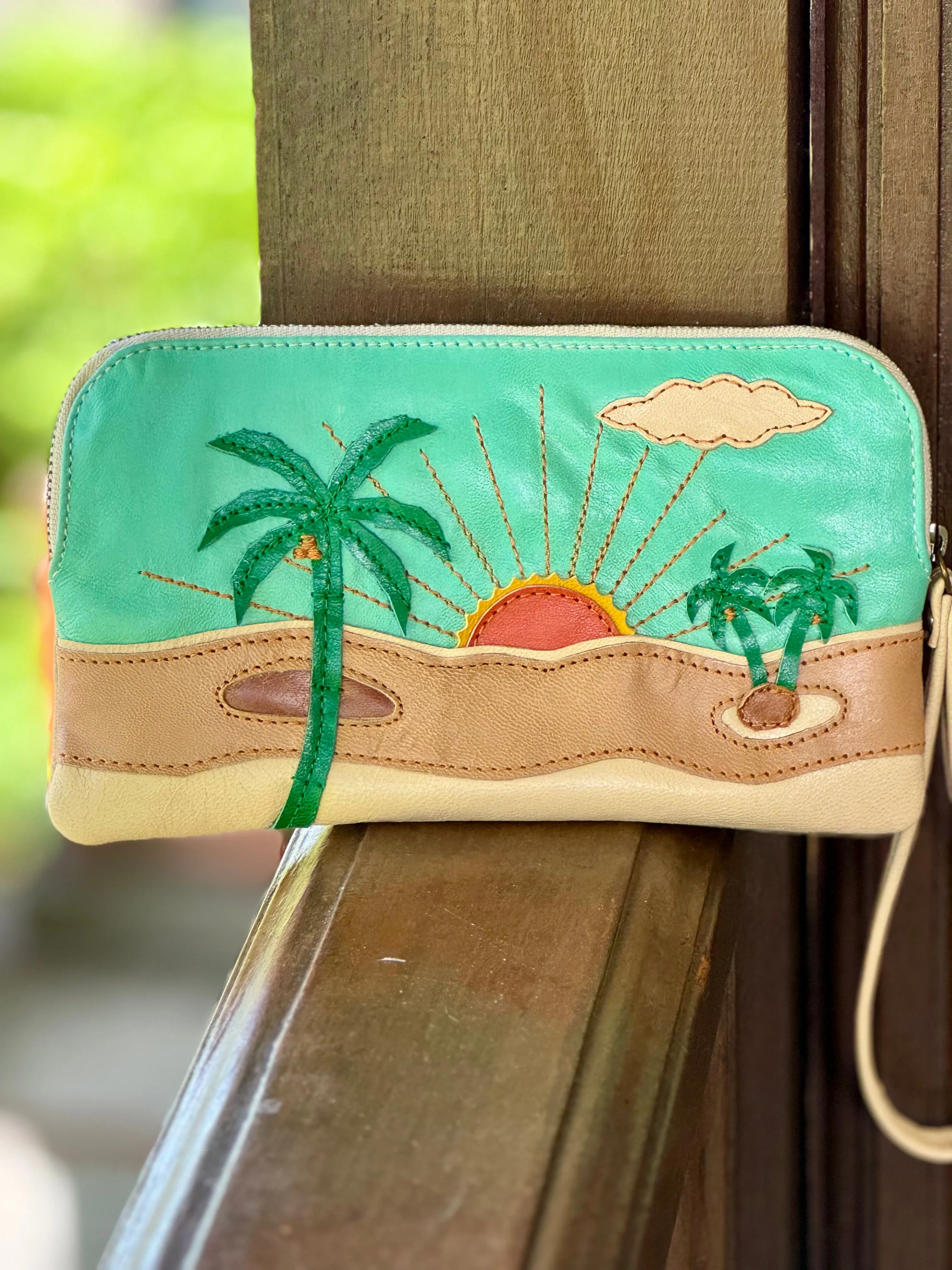 Palm Cove Leather Clutch Purse