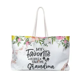 Personalised/Non-Personalised Weekender Bag, My Favorite People call me Grandma, Large Weekender Bag, Beach Bag, Book Bag