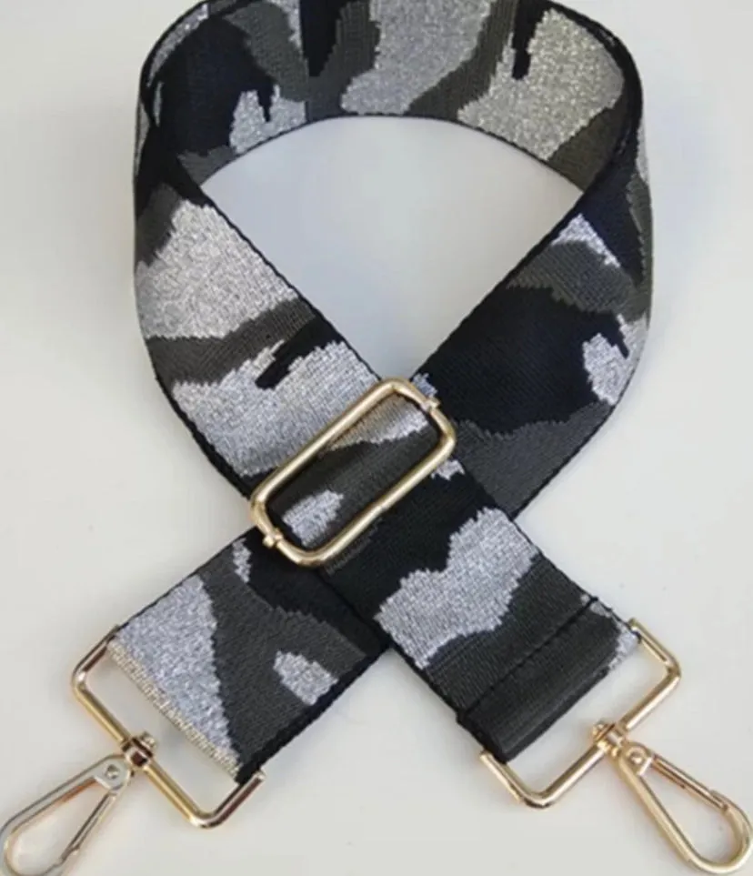 Silver   Black Camo Bag Strap