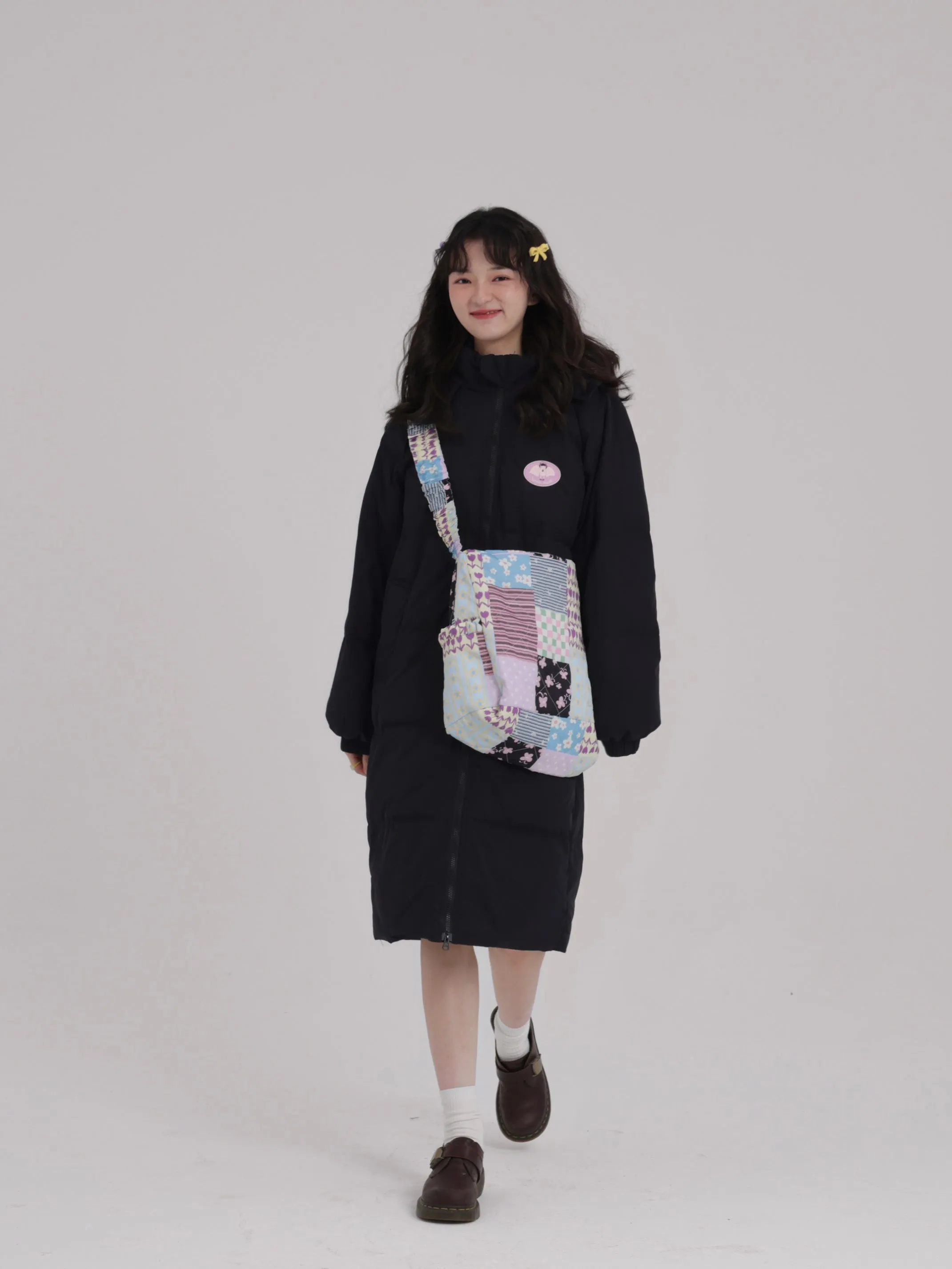 Stitching Printing Quilted Zipper Messenger Bag【s0000000530】