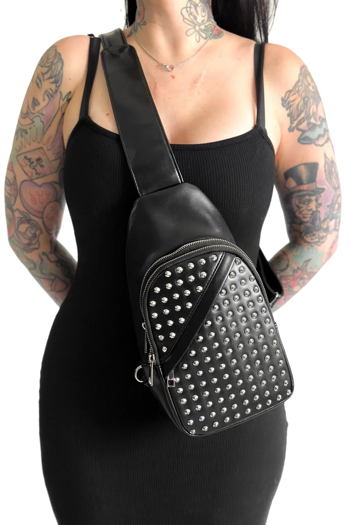 Studded Sling Bag (Black/Silver) FOXBLOOD